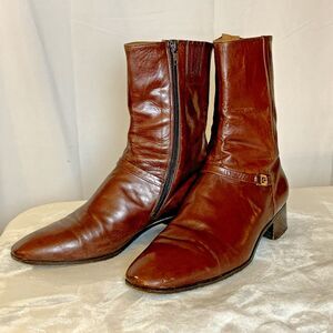 Vintage Pierre Cardin Men’s Leather Boots 7.5 EE Made in France Brown 1960s Mod
